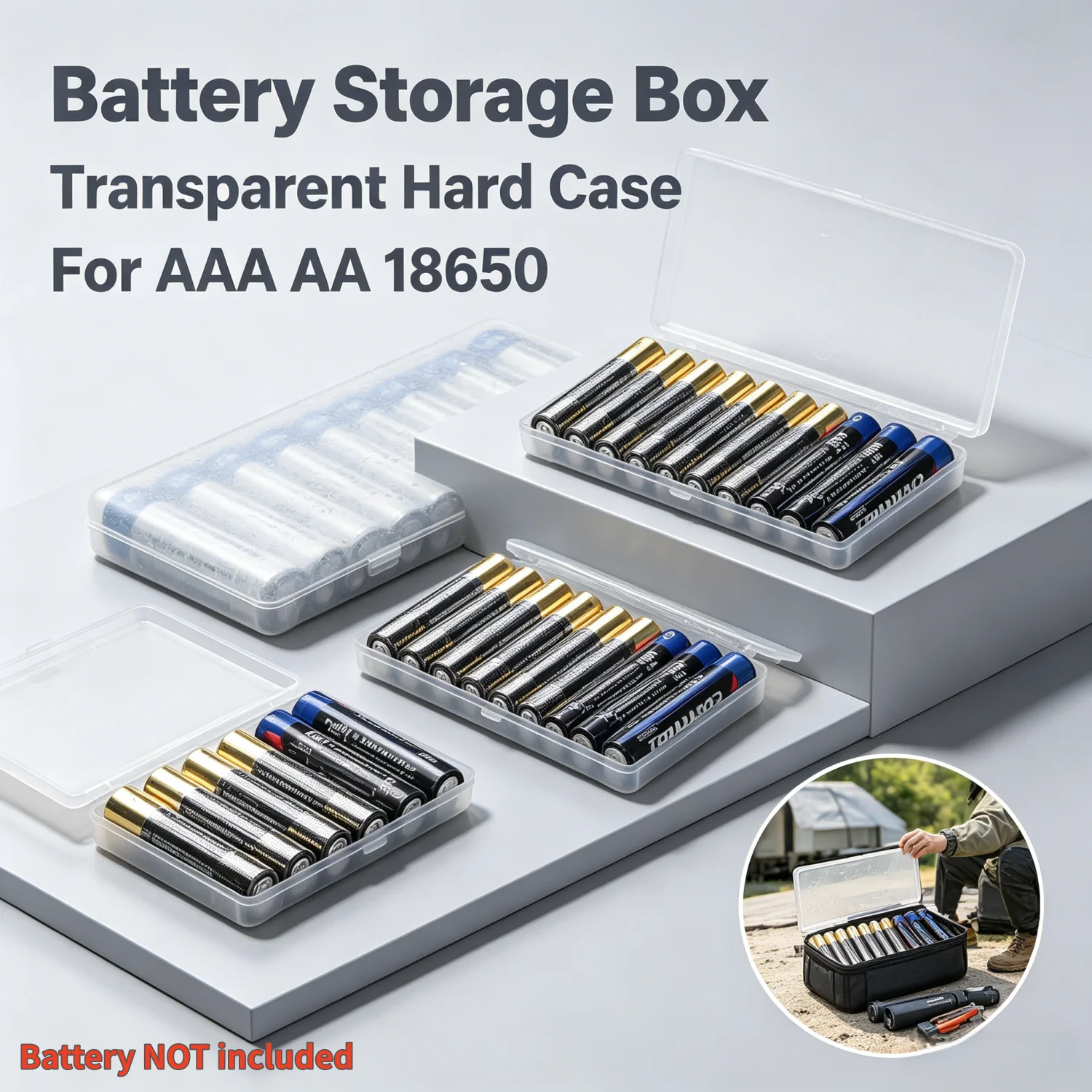 4/10 Slots Transparent Plastic Battery Storage Box Hard Holder Case for AAA AA 18650 Batteries Organizer Container Accessories