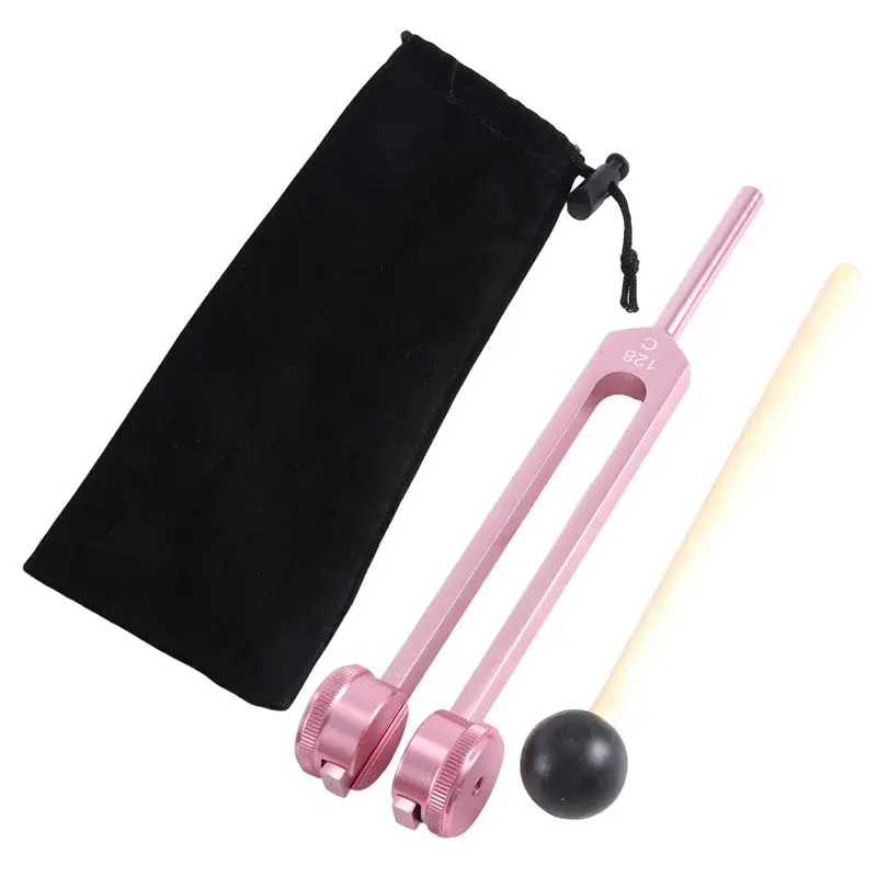 AA94-1 Piece Chakra Tuning Fork Set 10 Soul Weighted Tuning Forks Set Pink 128Hz Tuning Forks Chakra Set
