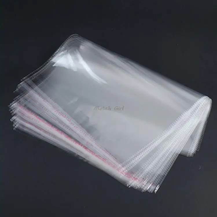 100pcs/lot-26*35cm+3cm clear opp self-adhesive bags for magazines, newspapers, photos, CDs,  bread, popcorn, nuts storage bag