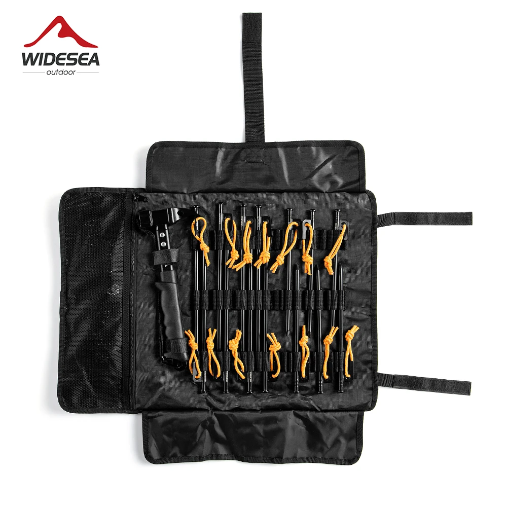 

Widesea Camping Hammer Tent Pegs Rope Set Outdoor Ground Nails Stake Tools Mallet Hiking Backpack Travel Supplies Storage bag