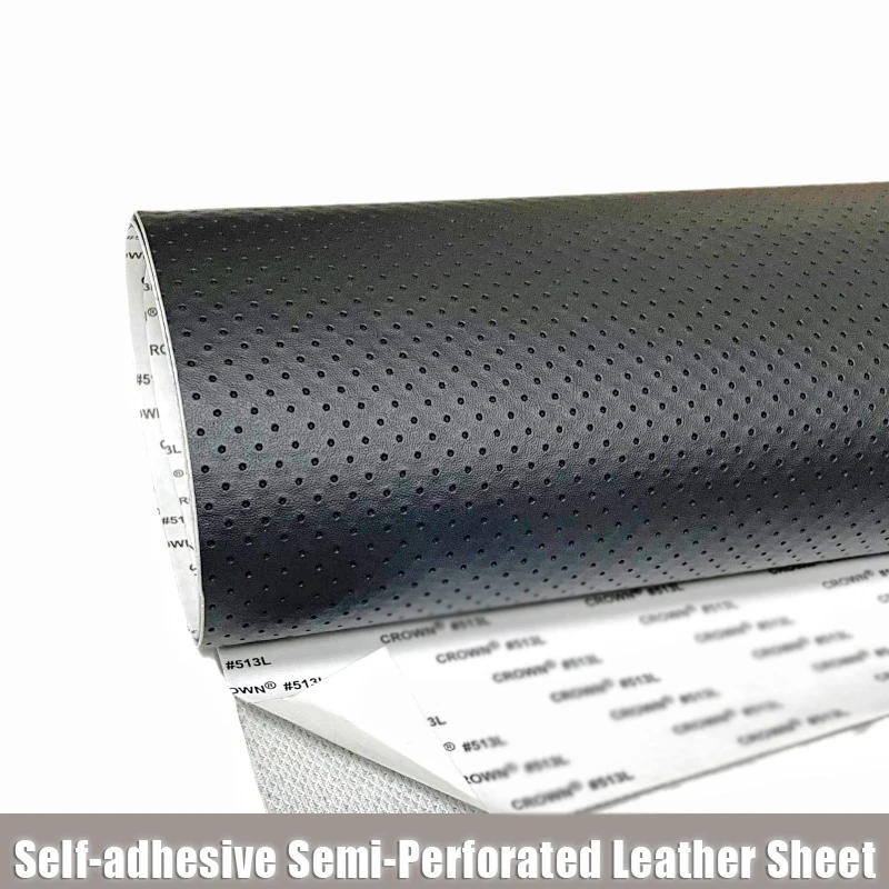 Self-adhesive Semi Perforated Vinyl Fabric Upholstery Synthetic Leather Sheets for Car Headliner Furniture Sofa Boat Replacement