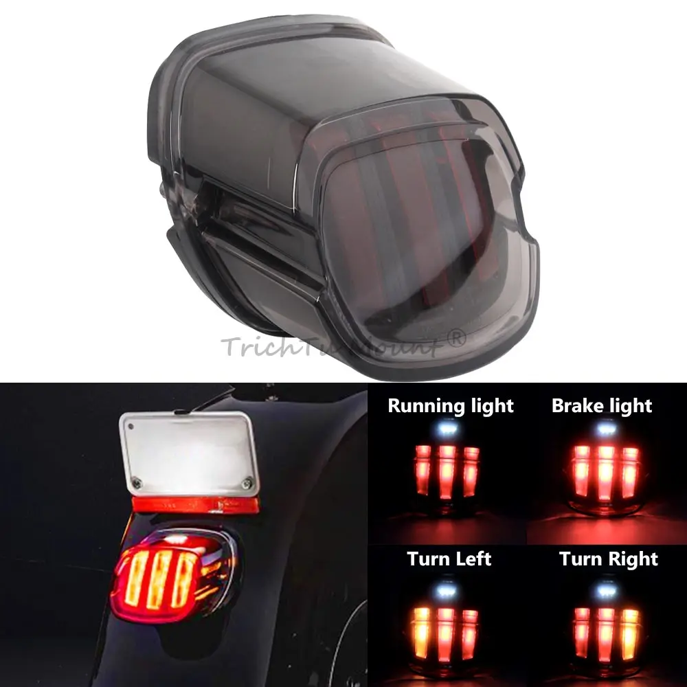 Motorcycle lay down style LED Taillights Turn Signals License Plate Lights For Harley  Street Glide Sportster Road King Revival