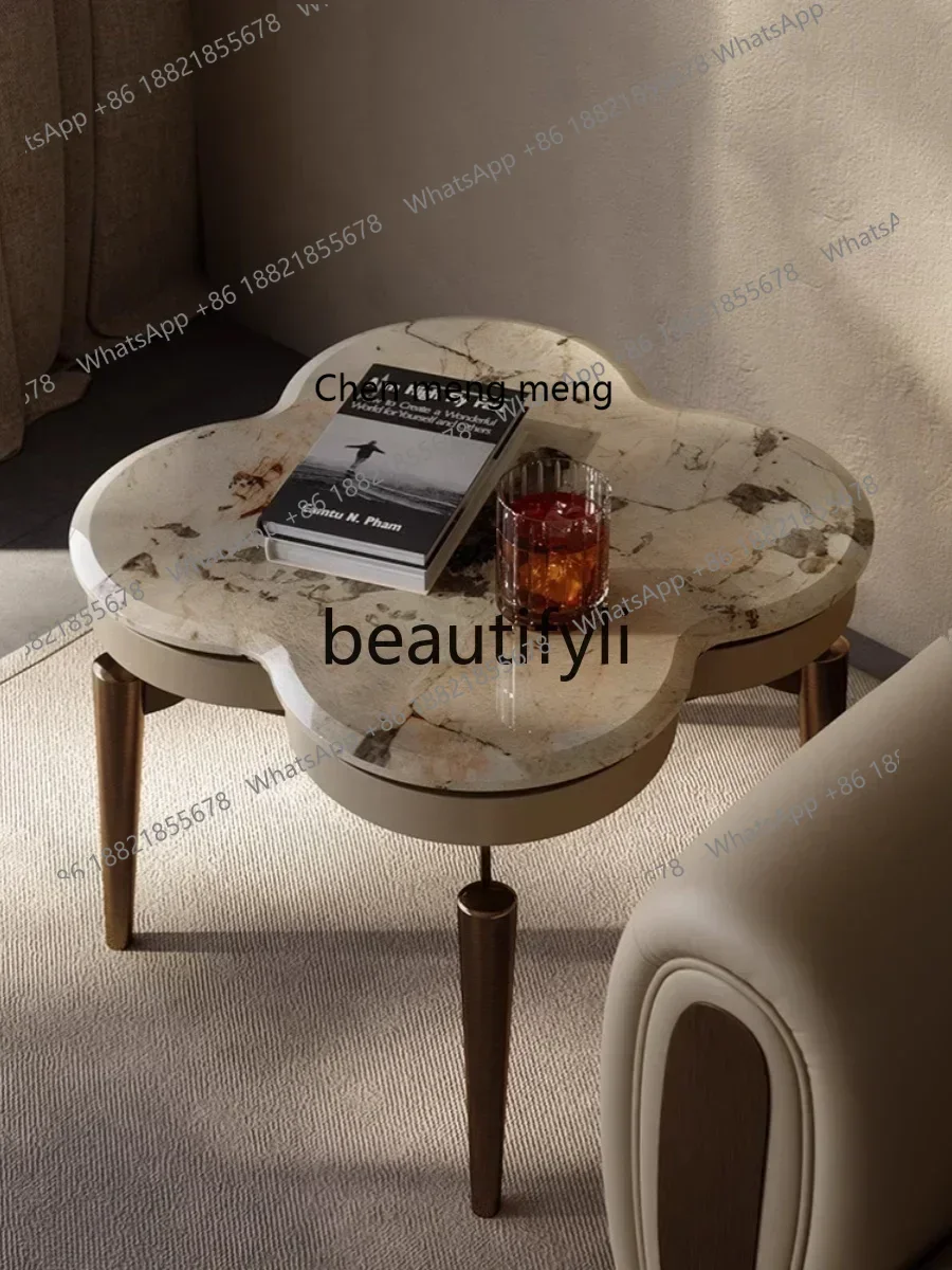 2003 Natural marble four-leaf clover edge few corners yellow bronze round square master design light luxury high-end luxury ston