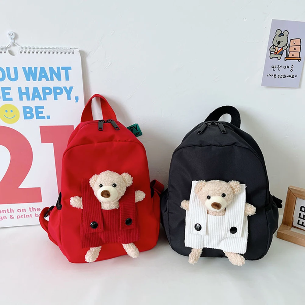 Children School Bags Cartoon Cute Bear Nylon Toddler Kids Backpack Kindergarten Boys Girls Mini Book Bag Holiday Gifts New