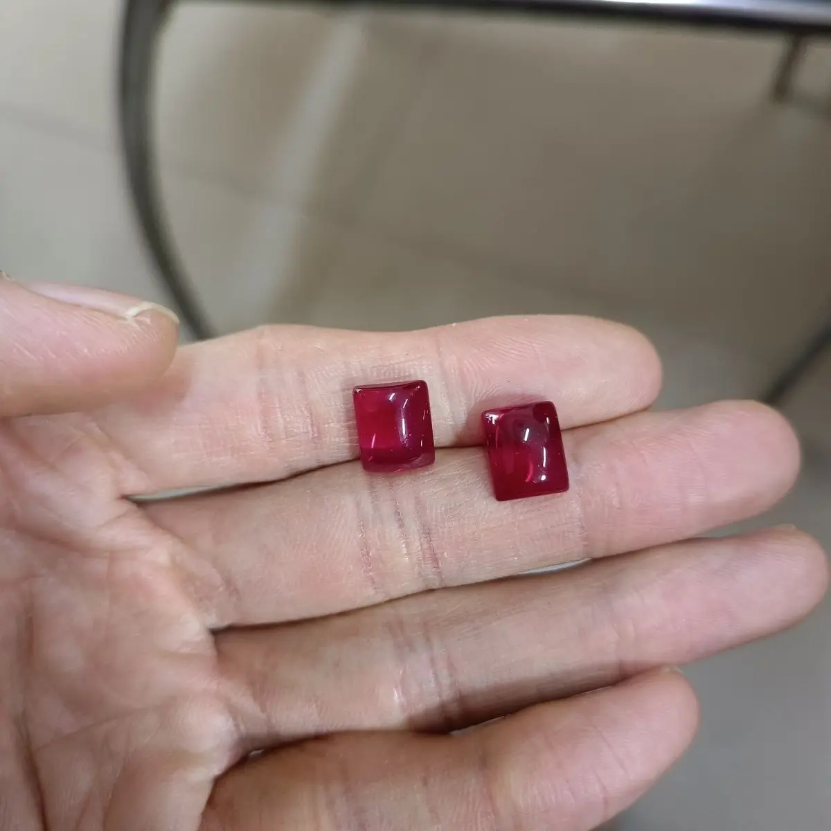 12x16mm 5# red corundum ruby gem stone rectangular cabochon men's ring face flat plain face 9x11mm