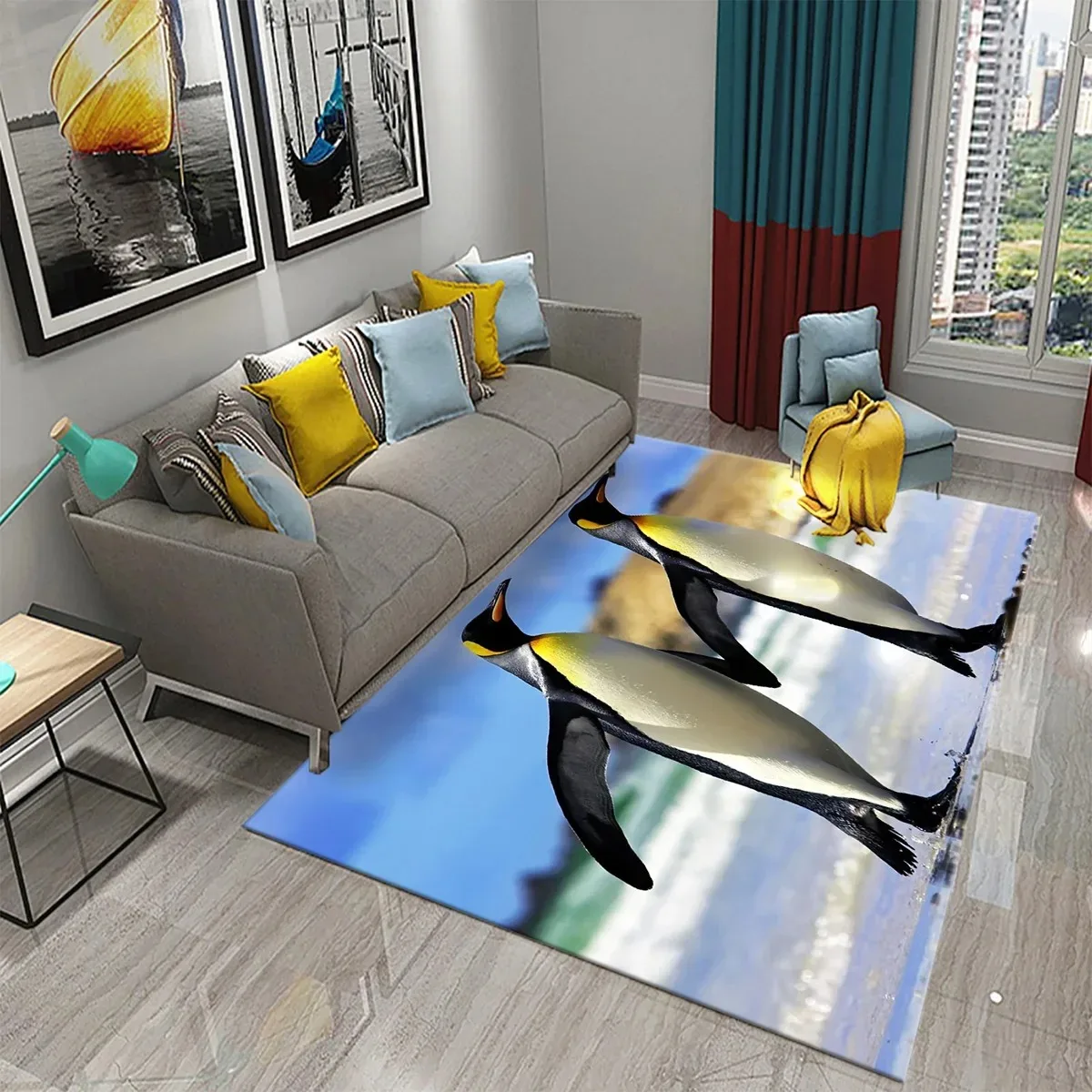 سجادة بنمط البطريق القطبي الجنوبي بتصميم حيوان جميل لغرفة المعيشة وغرفة النوم والحمام سجادة مضادة للانزلاق #3