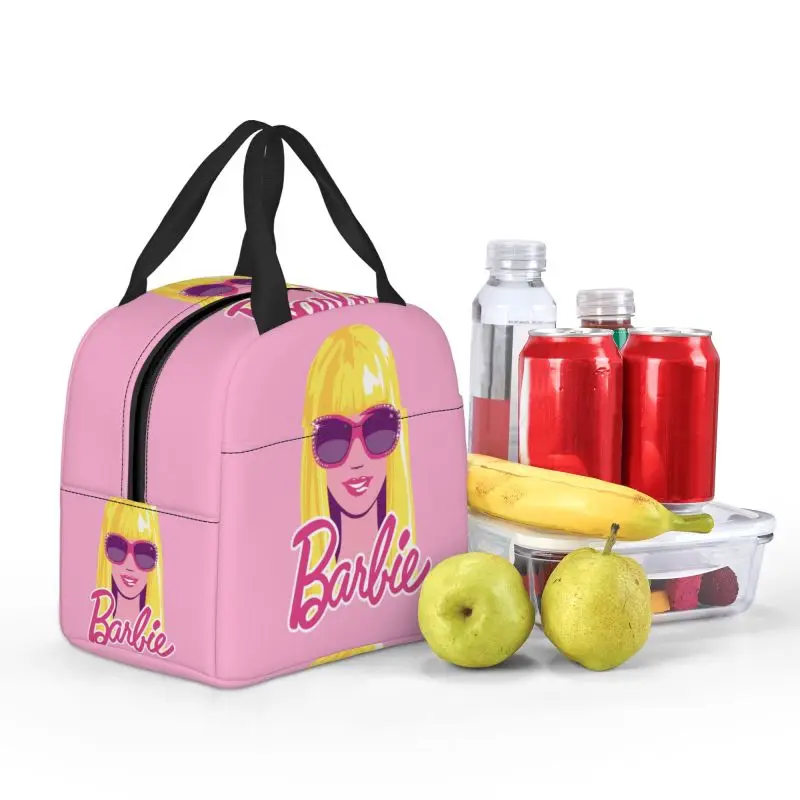 Pink Girl Barbie Lunch Bag Women Portable Cooler Thermal Insulated Lunch Box per la scuola multifunzione Food Bento Box