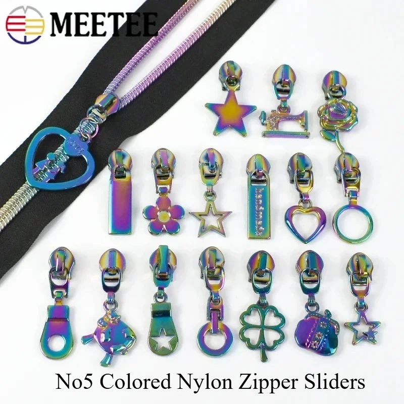 

5/10Pc Meetee 5# Nylon Zipper Puller for Pocket Closure Zippers Slider Replace Decor Zips Head Repair Kit DIY Sewing Accessories