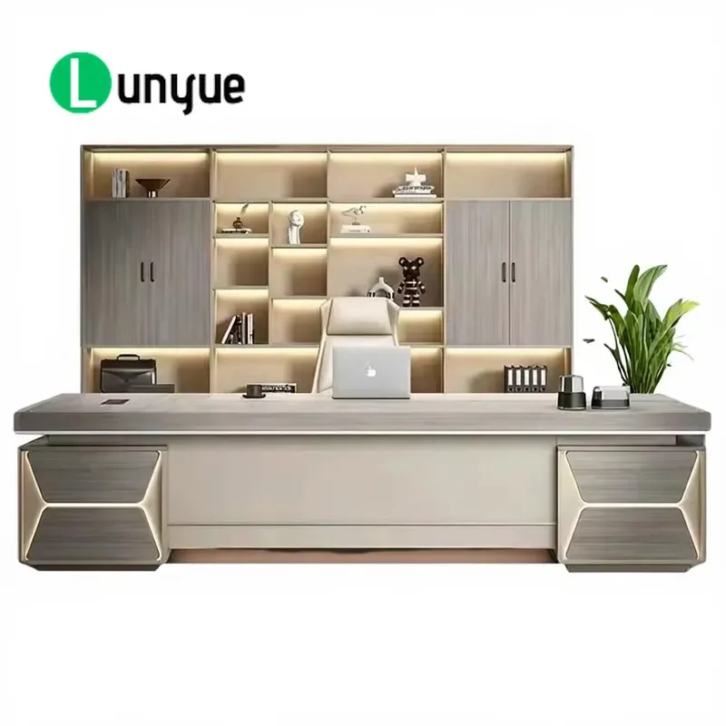 Modern White Executive Desk Board Style Furniture Stylish Simple Design Office Workstation for Home Business Use Durable