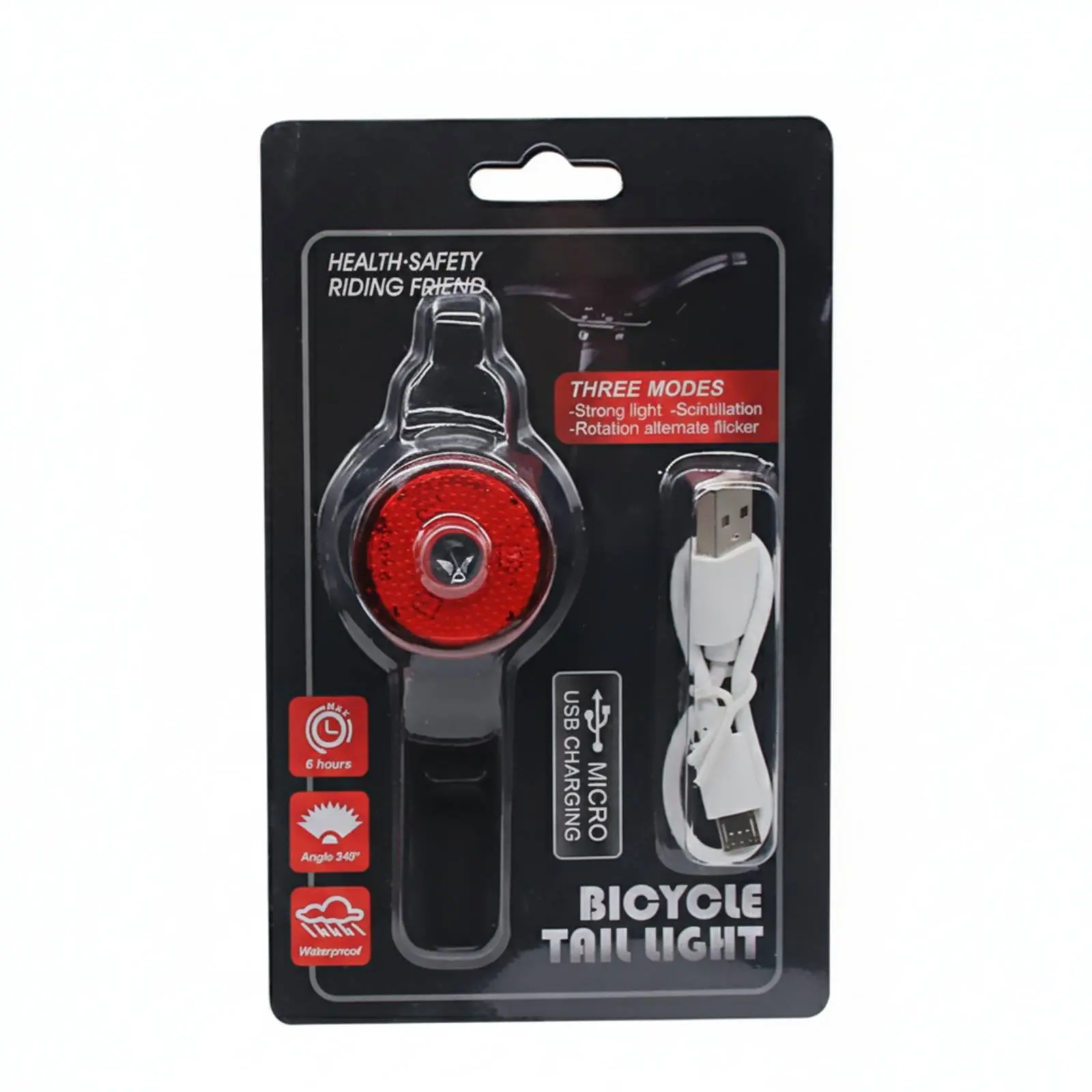 

Водонепроницаемый яркий велосипедный фонарь, перезаряжаемый через USB, аварийный аксессуар для городских и внедорожных велосипедов