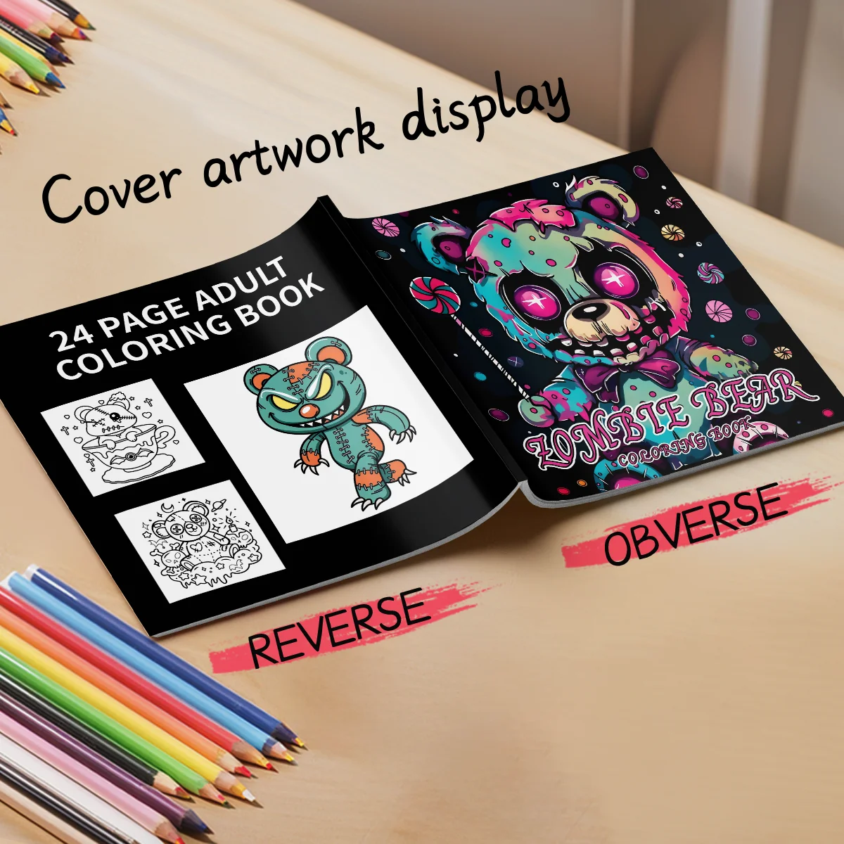 كتاب تلوين الدب الزومبي للبالغين - 24 صفحة من الرسوم التوضيحية لطيف على شكل شبل الدب للاسترخاء والتعبير الإبداعي