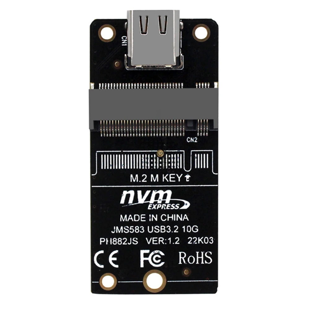 M.2 To Type-C SSD Enclosure Adapter NVME HDD Enclosure Interposer Board JMS583 Chip 10Gbps Support 2230 2242 2260 2280 Size SSD