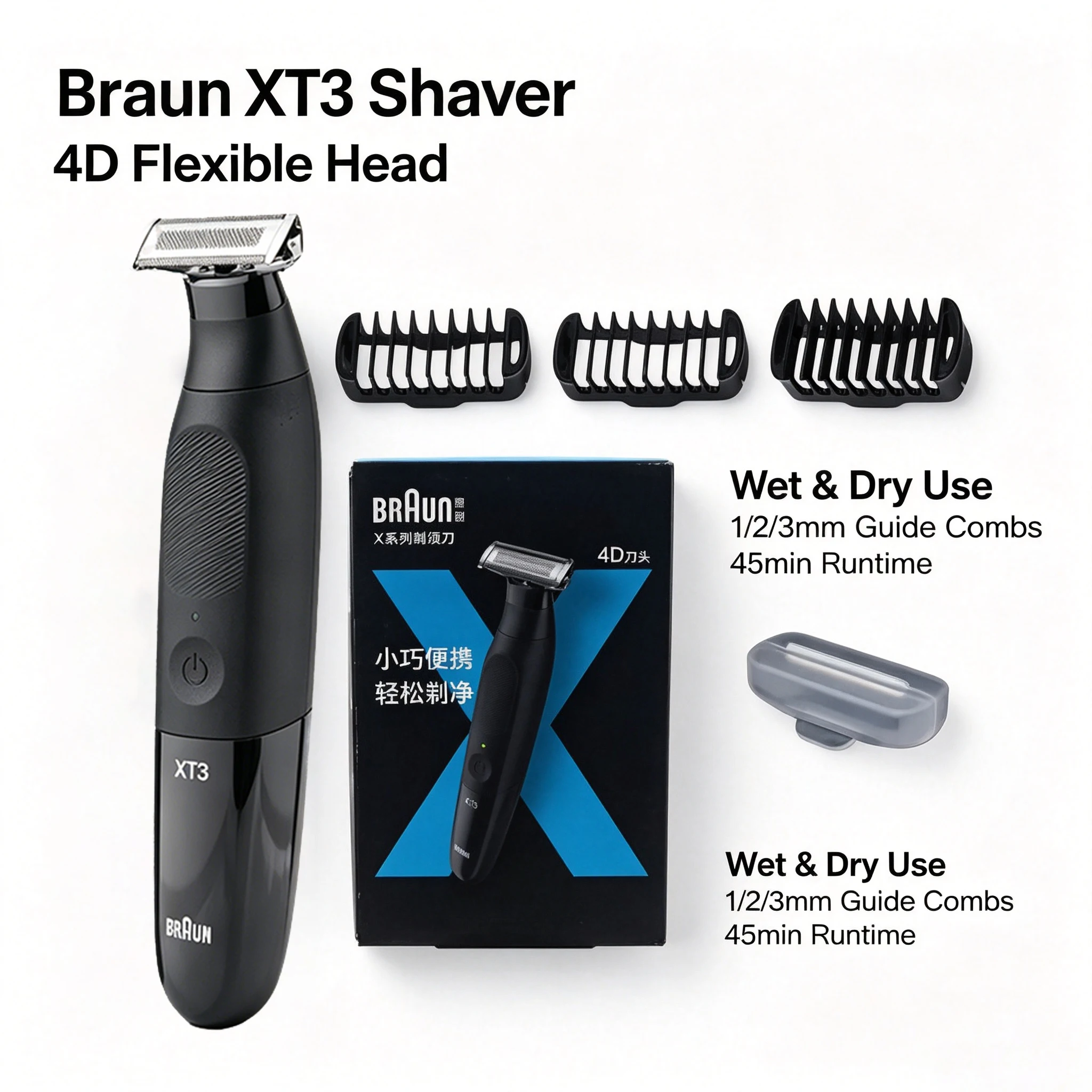 Men'S Grooming Trimmer - Rasoio Elettrico Braun XT3 per Uomo,