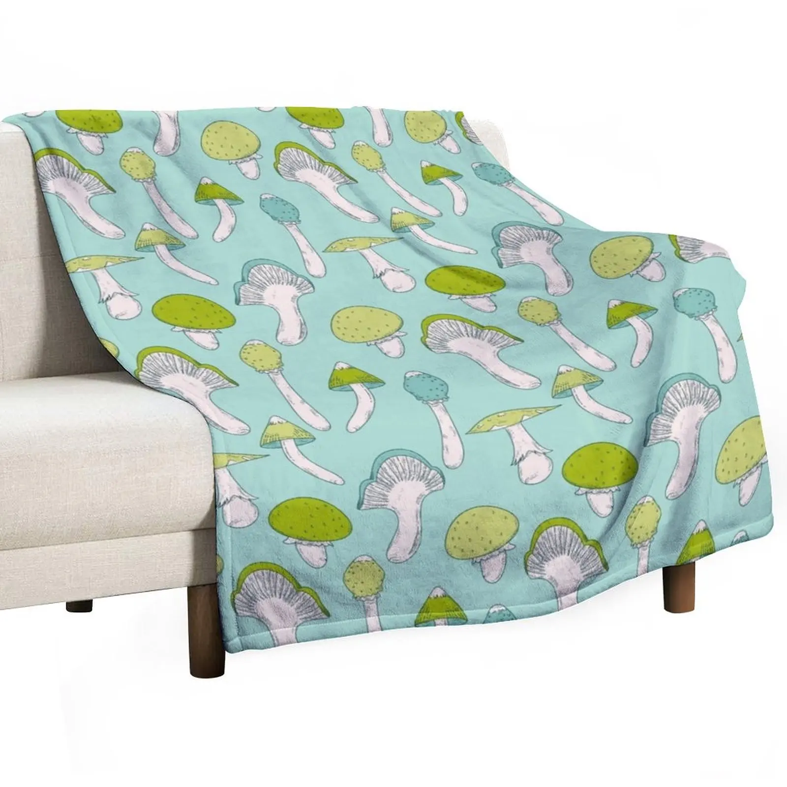 

Mushroom Mushroomcore Blue Green Pattern Throw Blanket for babies for winter Sofa Quilt funny gift Blankets