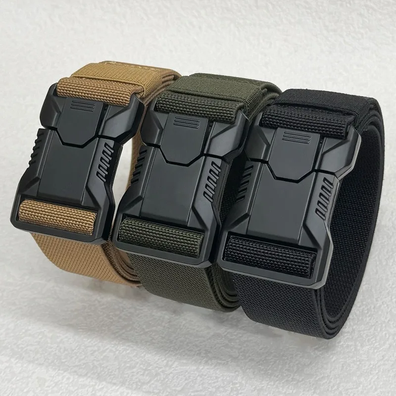 Simple Nylon Tactical Belt Outdoor Sports Training Belt Nylon Elastic Stretch Breathable Waistband for Men