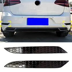 2PCS Gloss Black Rear Bumper Reflector Insert Set Honeycomb For Volkswagen Golf 7.5 GTI R GTD GTE 2017-2020 Car Accessories ﻿