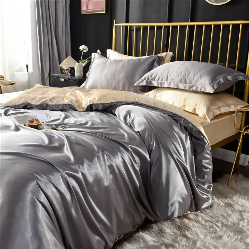 Zijde 100% Mengen Natuurlijke Moerbei Zijde Beddengoed Set High End Satijn Glad Dekbedovertrek Set Dubbele Kingsize Queen Size Lakenset