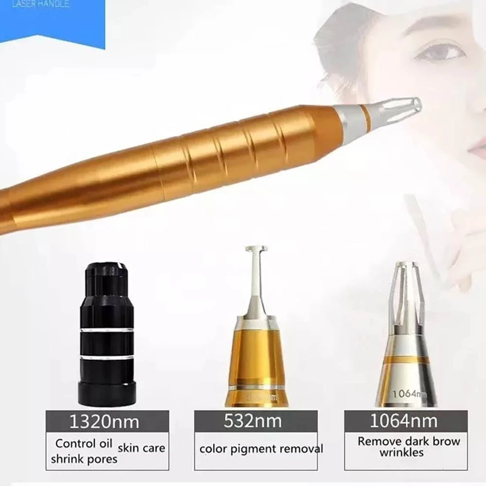 Beauty Machine Nd Yag Lase  Handpiece with high-energy Q-switch Handle Included 3 pcs laser treatment Head
