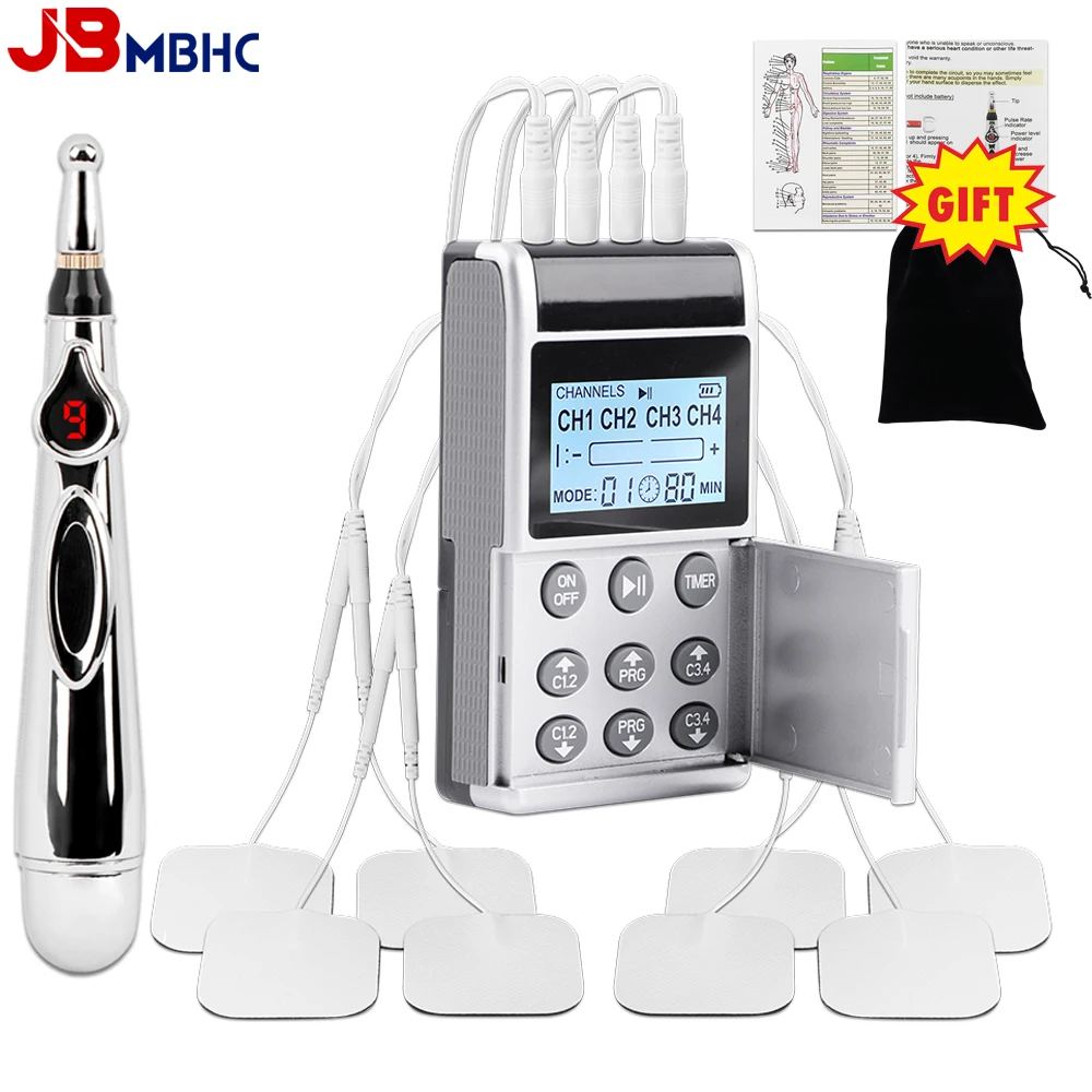 15 Modes EMS Electric Muscle Stimulator 20 Levels TENS Physiotherapy Pulse Full Body Massager Machine Pain Relief + Meridian Pen