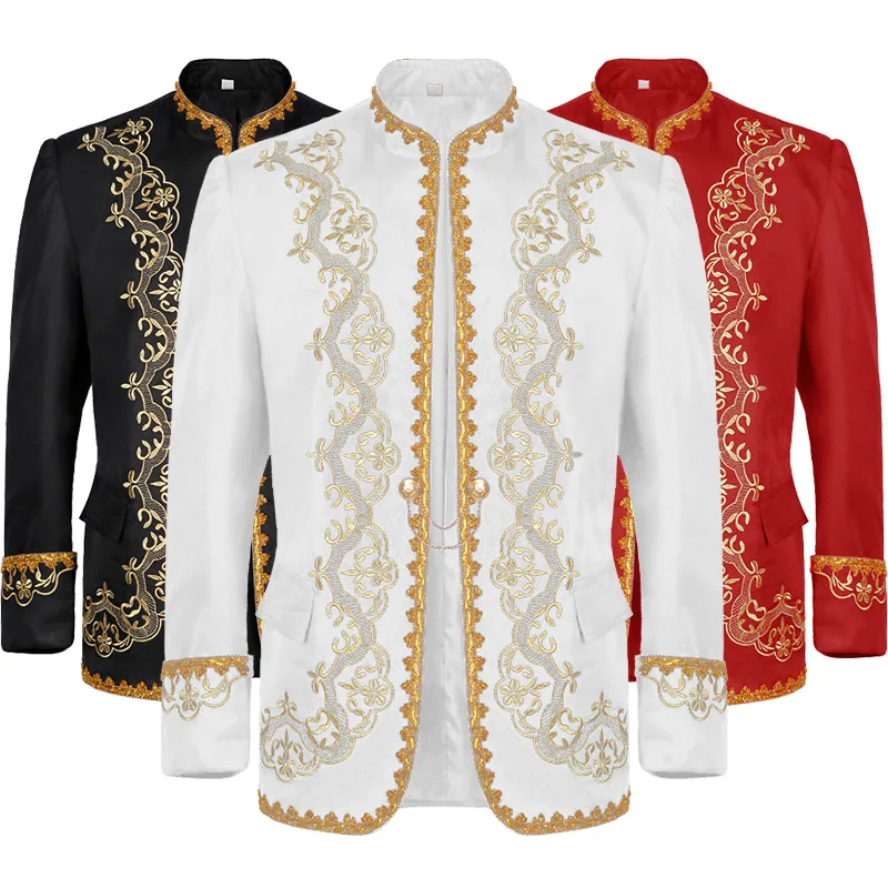 

Men's Gentleman Role Play Costume Victorian Medieval Renaissance Men's Long Sleeve Coat Performance Costume Evening Dress Jacket