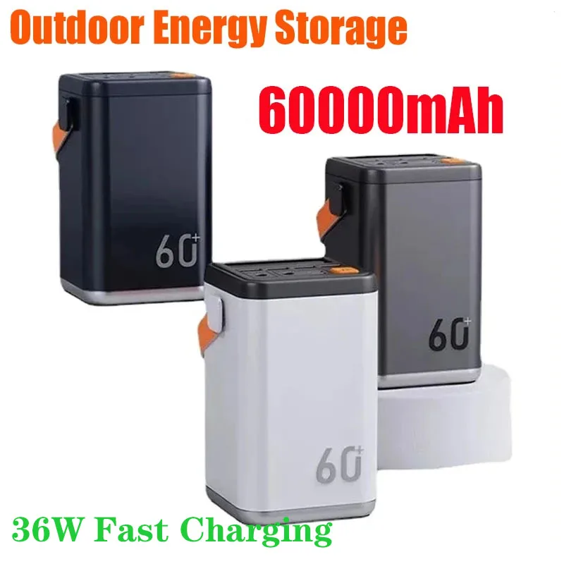 

60000mAh 36W Portable Power Bank, External Battery, Large Capacity Fast Charging, Outdoor Energy Storage Power Supply