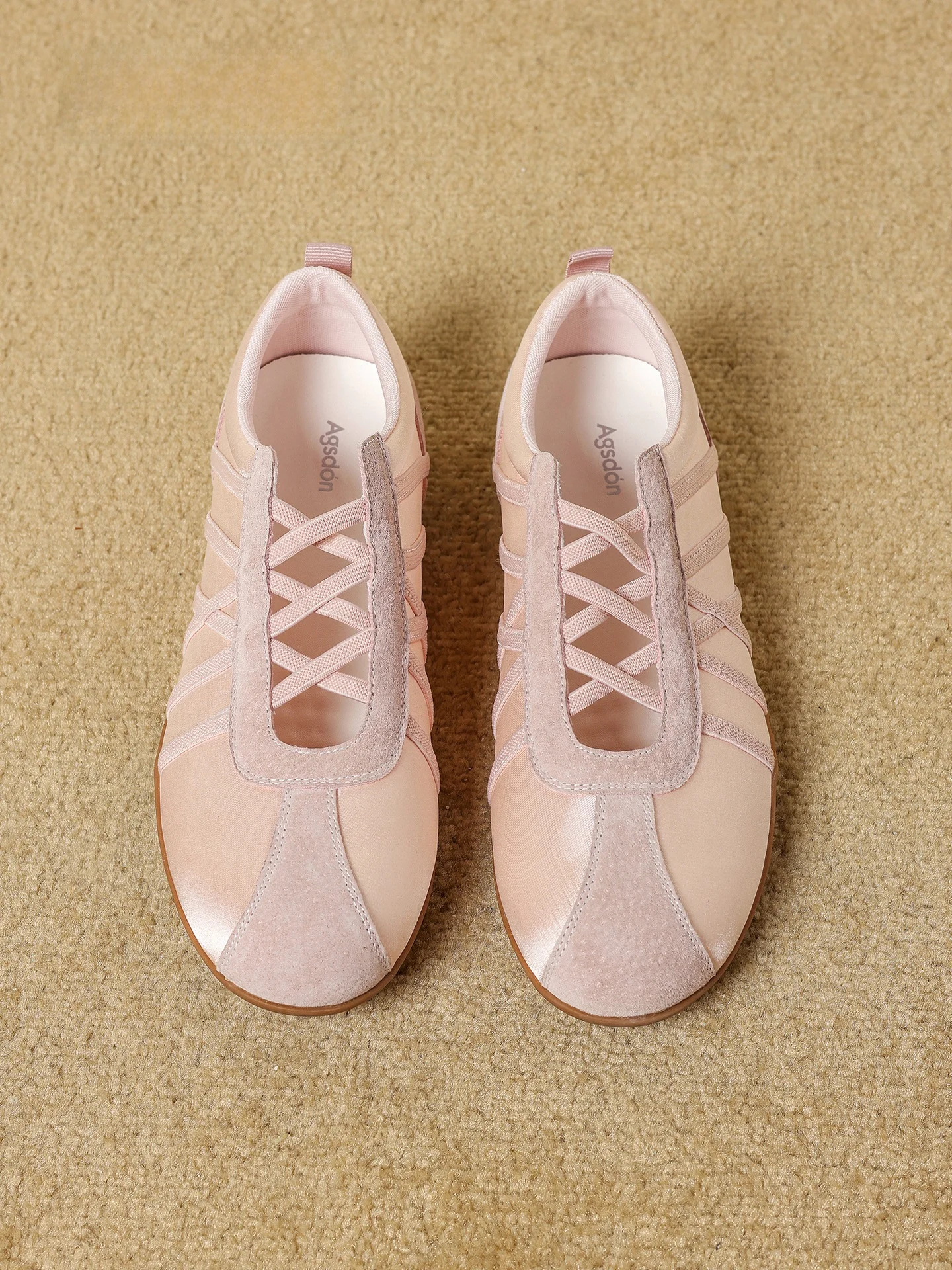 

Agsdon Pink Mary Jane Sports Flat Ballet Women's Shoes Breathable Summer Casual Fashion Single Shoes round Toe Flat Heel