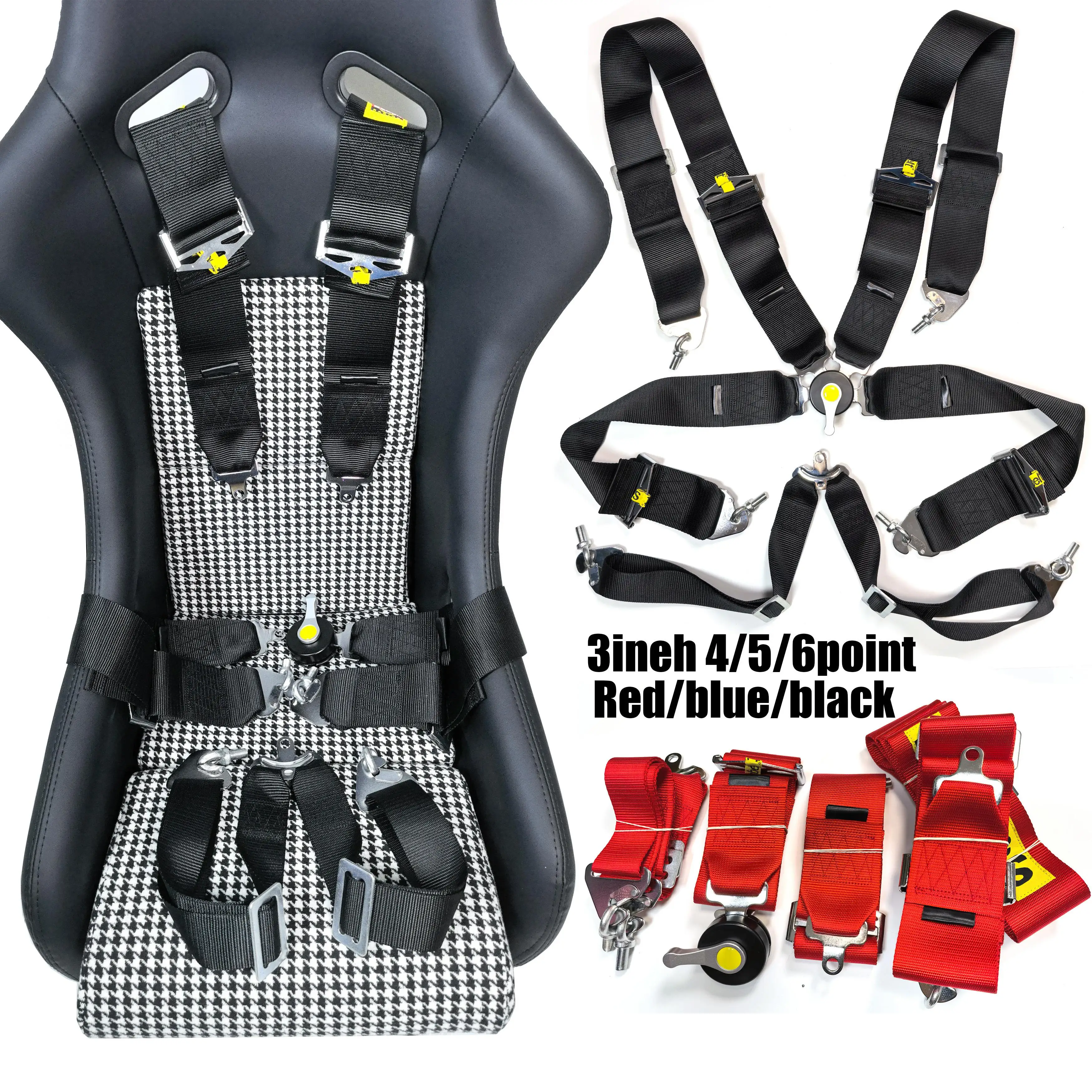 New StylishRacingSeatBelt Harness 3” 4/5/6Point Racing Gear Car Seat Belt Adjustable Strap With Quick Release Camlock Seat Belt
