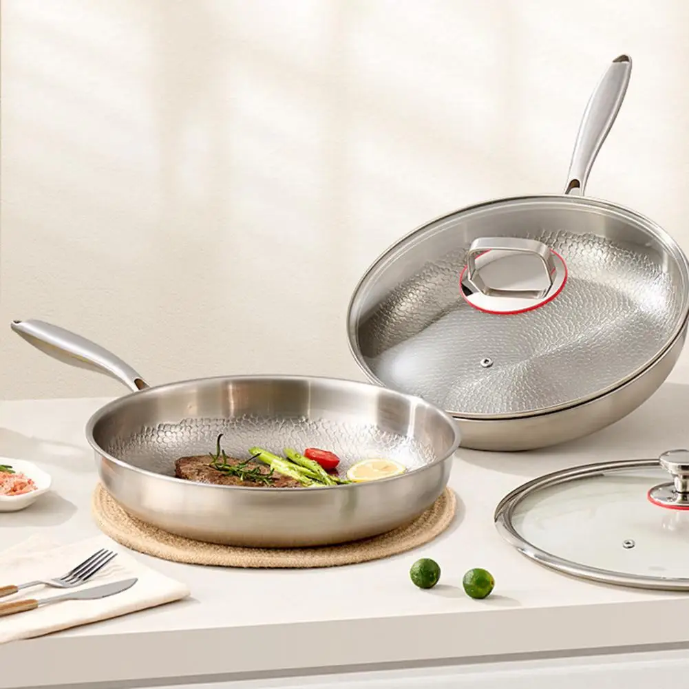 

Кухонная утварь, устойчивая к царапинам сковорода, прочная сковорода с крышкой для здорового приготовления пищи на газовом электрике, многофункциональная