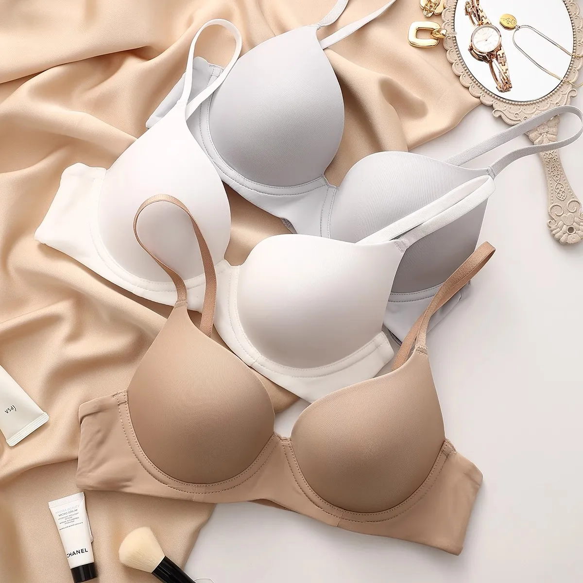 Plus Size Lingerie for Women Seamless Push Up Bra Sexy Thin Cup Cotton Brassiere Comfortable Underwie Female C D E Cup KUCLUT