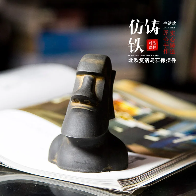 Handmade Plastic Resin Easter Island Head Statue Creative Nordic Art Sculpture for Living Room Office Desk Decor