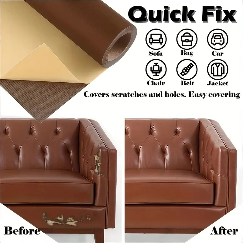 O jogo dos remendos do reparo do couro imediato para o sofá e o carro, remendo autoadesivo, assenta o reparo, plutônio, 50cm x 138cm