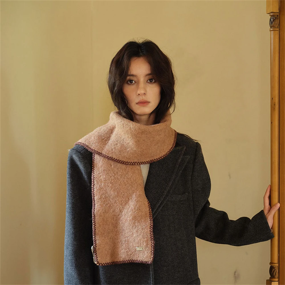 

Women's Locked Edge Cashmere Scarf Sheep Wool Blend Solid Color Scarves Outdoor Soft Winter Warm Thick Shawls Clothing Accessory