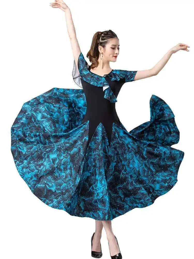 Moderne dans gespecialiseerde danseres Nieuwe standaard dans Latin Dance Waltz Grand Swing-jurk Oefenwedstrijd Prestatiejurk