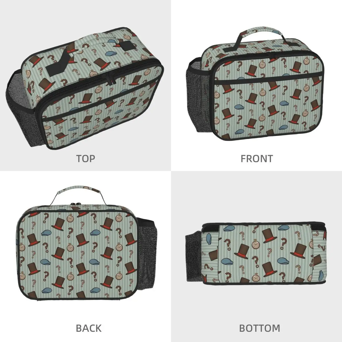 Professor Layton Repeated Pattern (Green) Insulated Lunch Bag for Women Office Cooler Thermal Food Box Tote Lunch Boxes