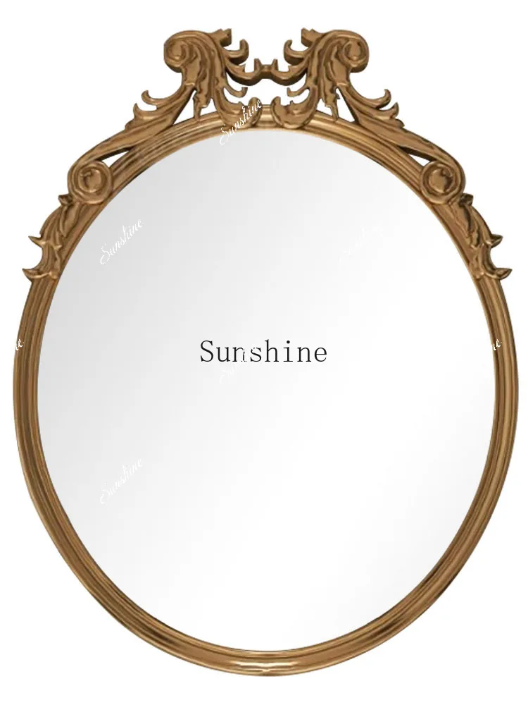 

Retro wall hanging soft decoration background wall art decoration light luxury carved bathroom mirror FT