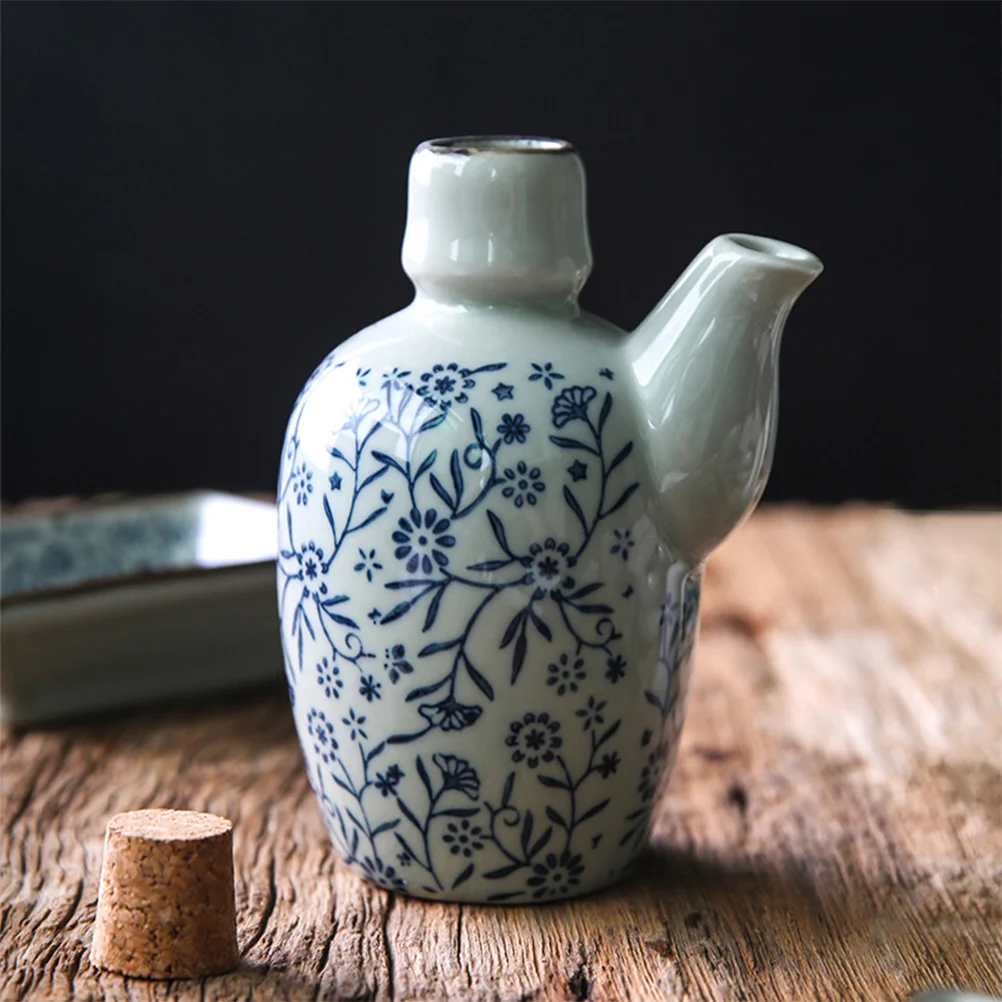 Vinegar Bottle Creamer Water Dispenser Oil and Cruets Liquid Wooden Ceramic Seasoning Soy Sauce