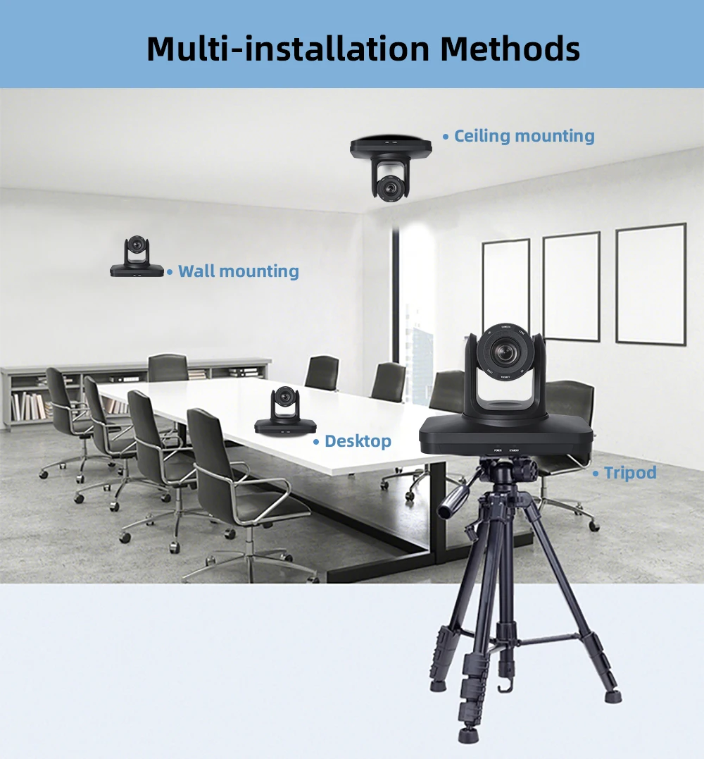 كاميرا مؤتمرات الفيديو JJTS HD43DA HD 1680P، زووم بصري 20X، تتبع AI، تأطير تلقائي