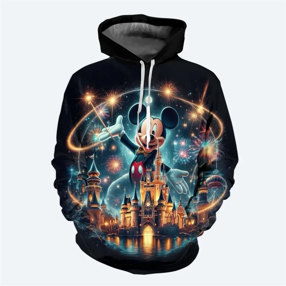 2025 Sudadera con capucha para hombre de dibujos animados de Disney de otoño e invierno con estampado 3D de Mickey Minnie