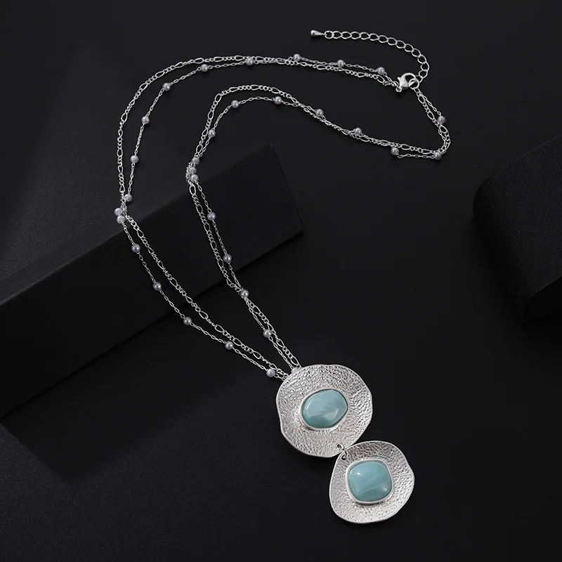 

Новое стильное женское длинное металлическое ожерелье, модная универсальная цепочка для свитера, высококачественное украшение.