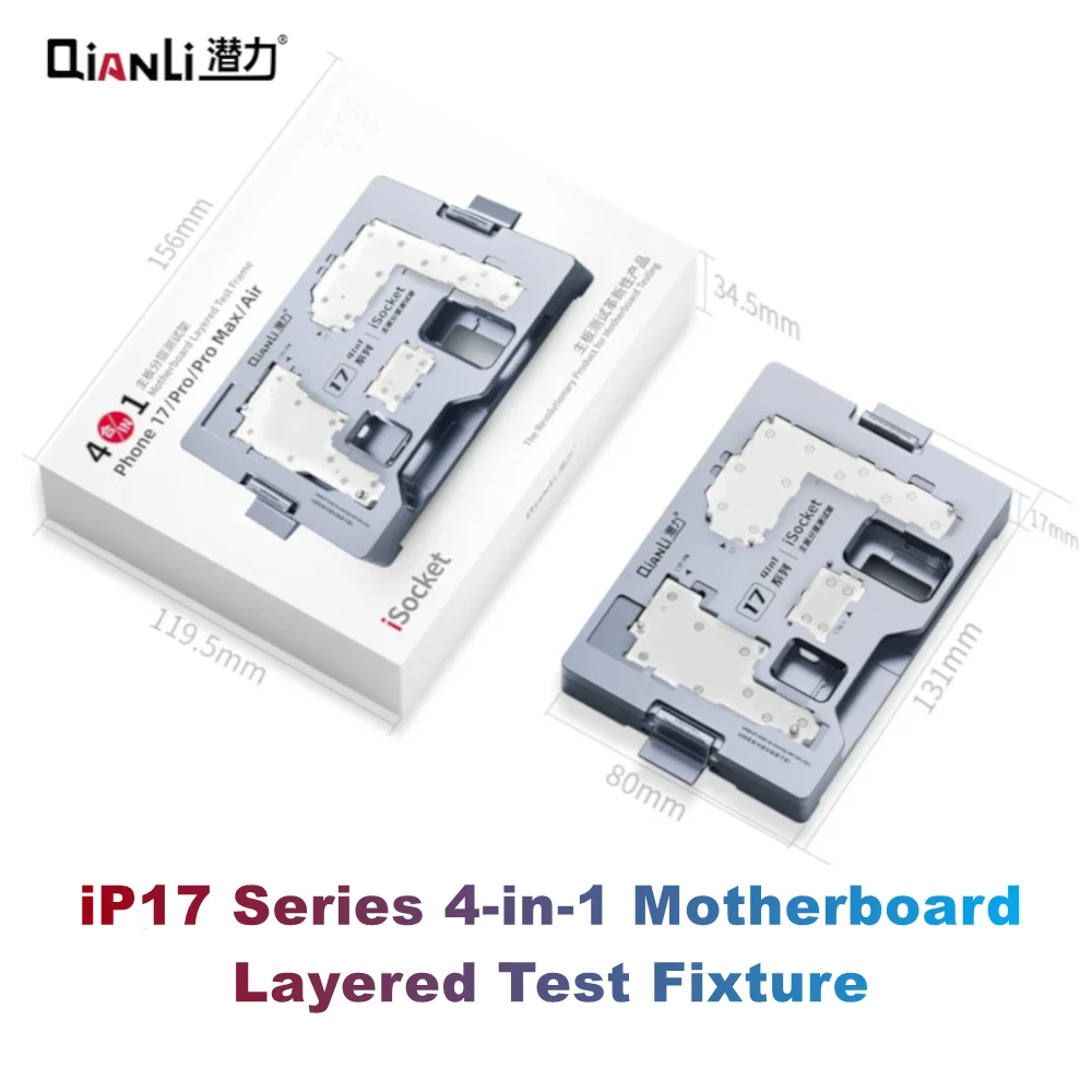 

Многослойное тестовое приспособление для материнской платы QIANLI iSocket 4-в-1, точное позиционирование и стабильный контакт, совместимый с 17/Pro/Pro Max/Air