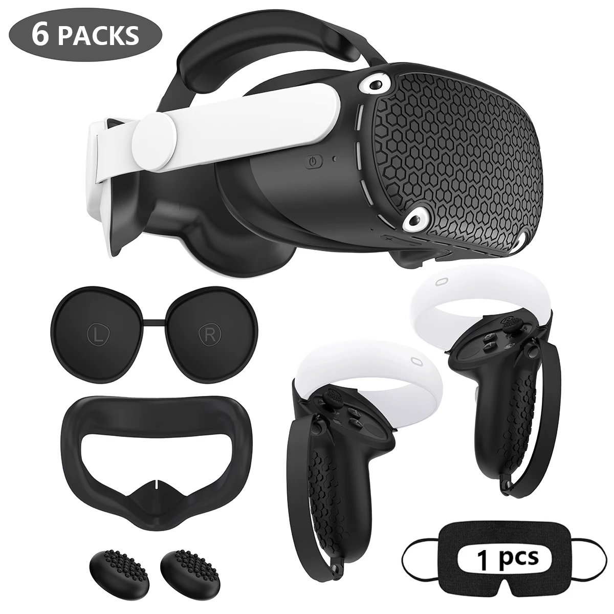 For Meta Quest 2 Accessories Face Cover Contorller Grips Lens Cover VR Silicone Covers VR Thumbsticks Cover Disposable Eye Cover