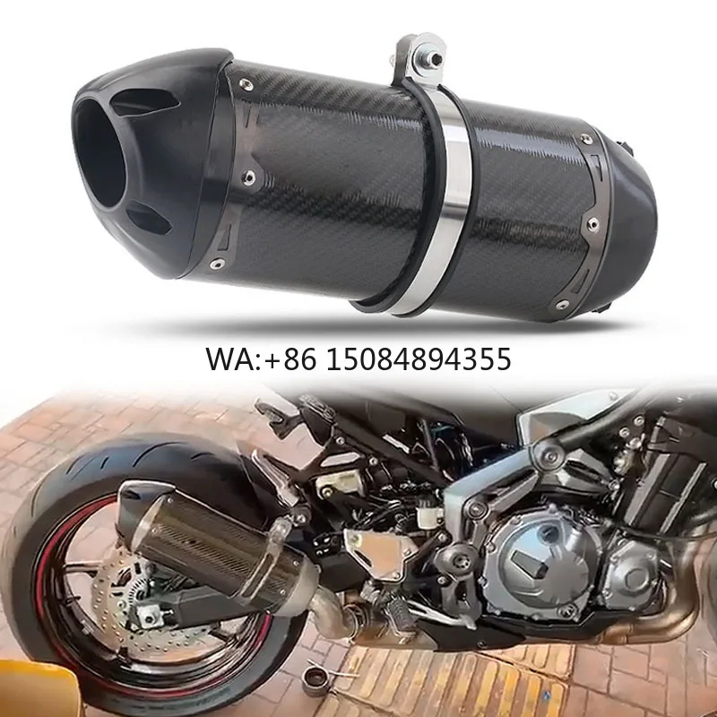 

Good Quality Sport Bike Carbon Fiber Motorcycle Muffler 51mm Two Bro Exhaust Muffler for MT09 MT07 CBR650 Racing Exhaust Pipe
