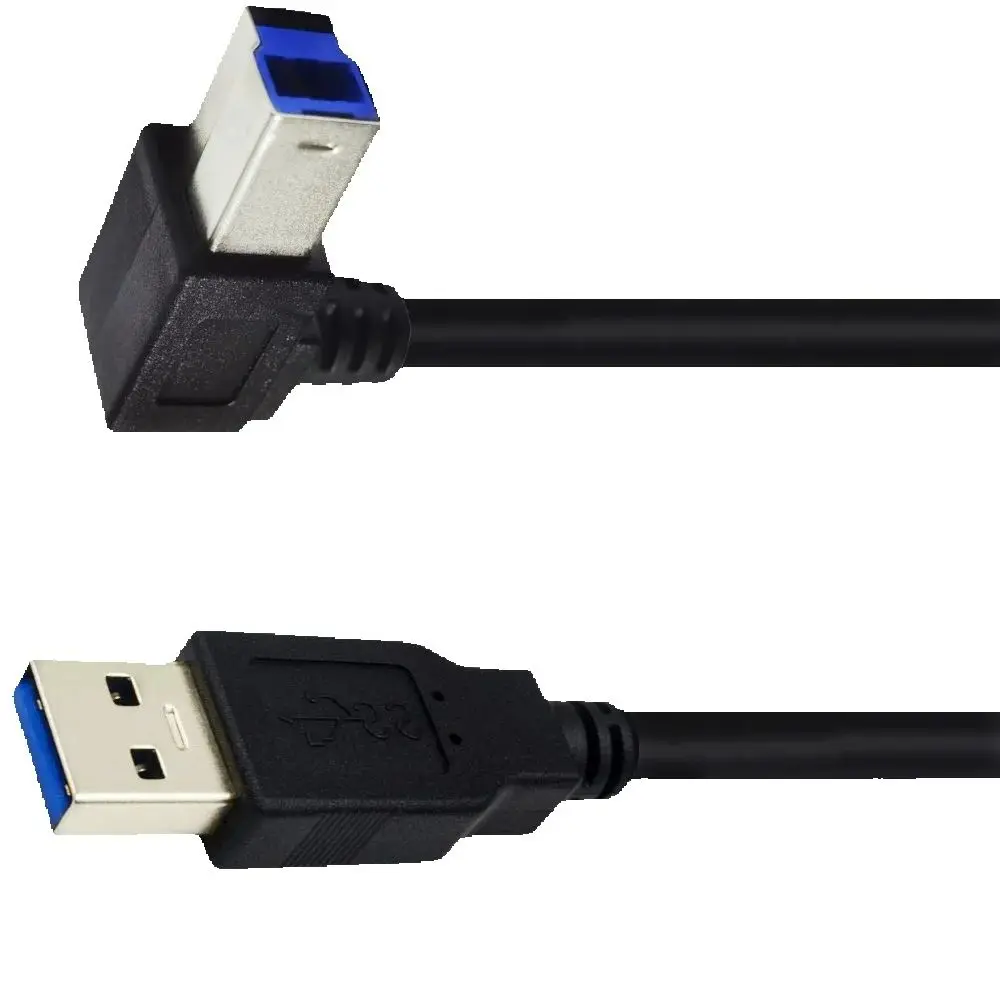 90 degree USB 3.0 USB-A Male to USB-B 3.0 Type B Replacement Data Printer Dock External Hard Drive Scanner Cable 1.5m 0.5m