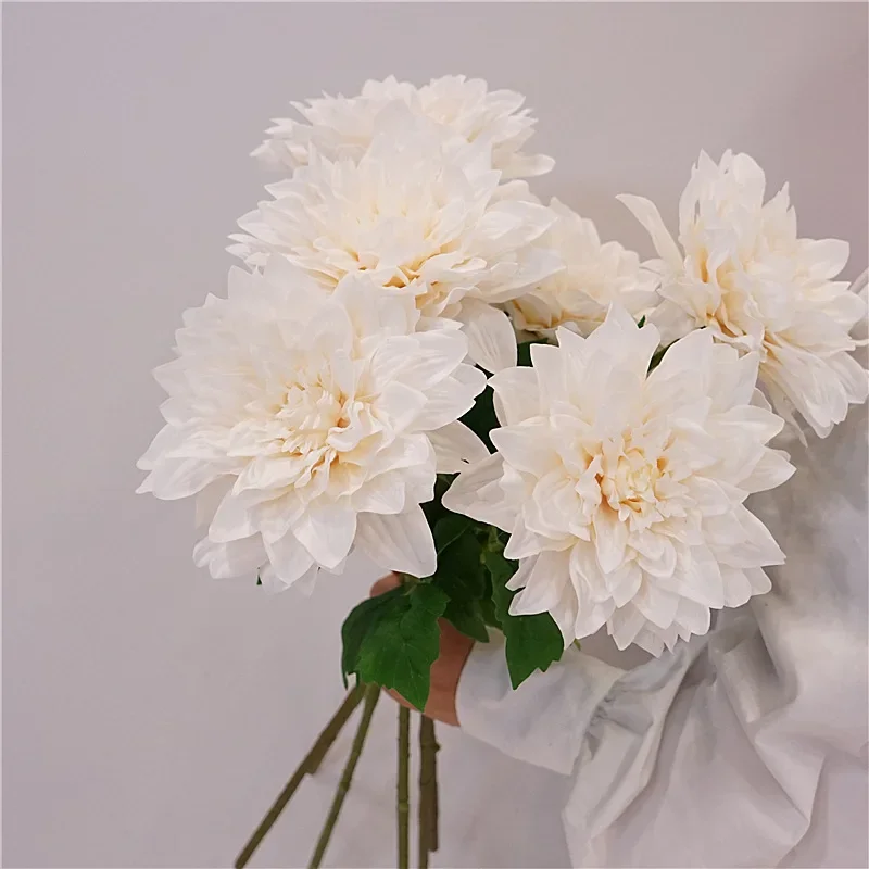 2pcs Simulation Flowers Real Touch Dahlias Plant Floral Home Decorative Artificial Flower Pink Dahlia Branch Bedroom Decoration