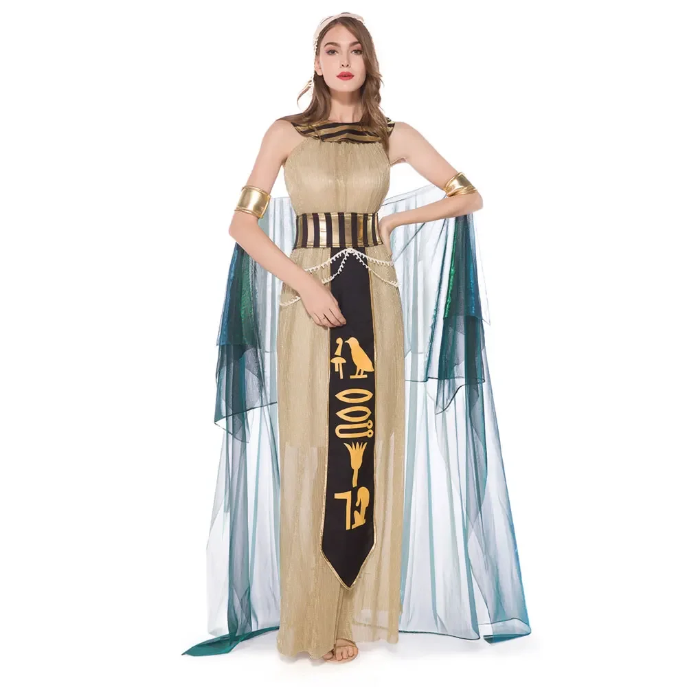 Fantasia adulto re egiziano regina faraone Cleopatra costumi Cosplay per uomo donna coppie Halloween Purim Fancy Dress