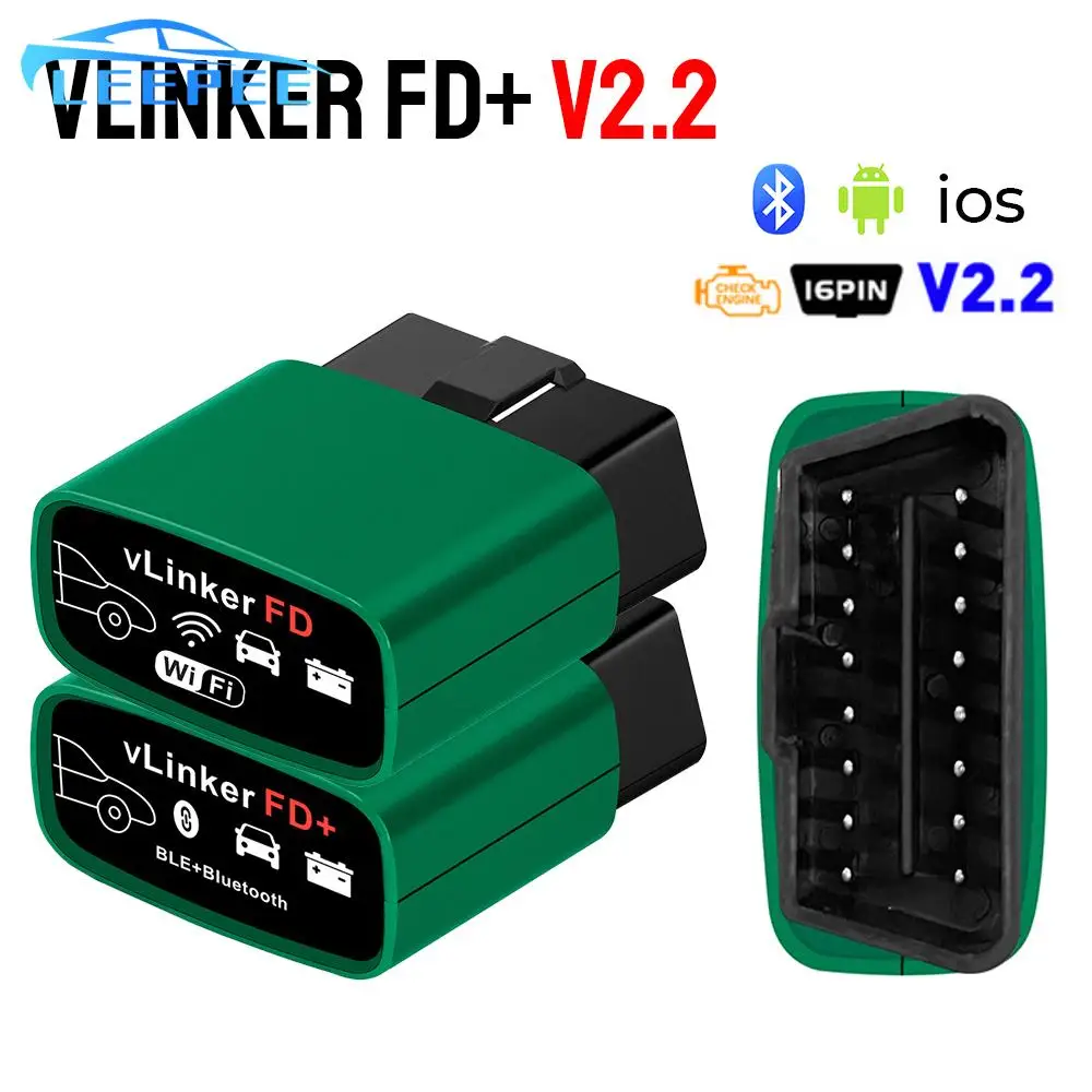 Автомобильные диагностические инструменты vLinker FD + V2.2 Bluetooth-совместимый 4.0 Wi-Fi J2534 ELM327 OBD 2 сканер для считывания кодов FORScan