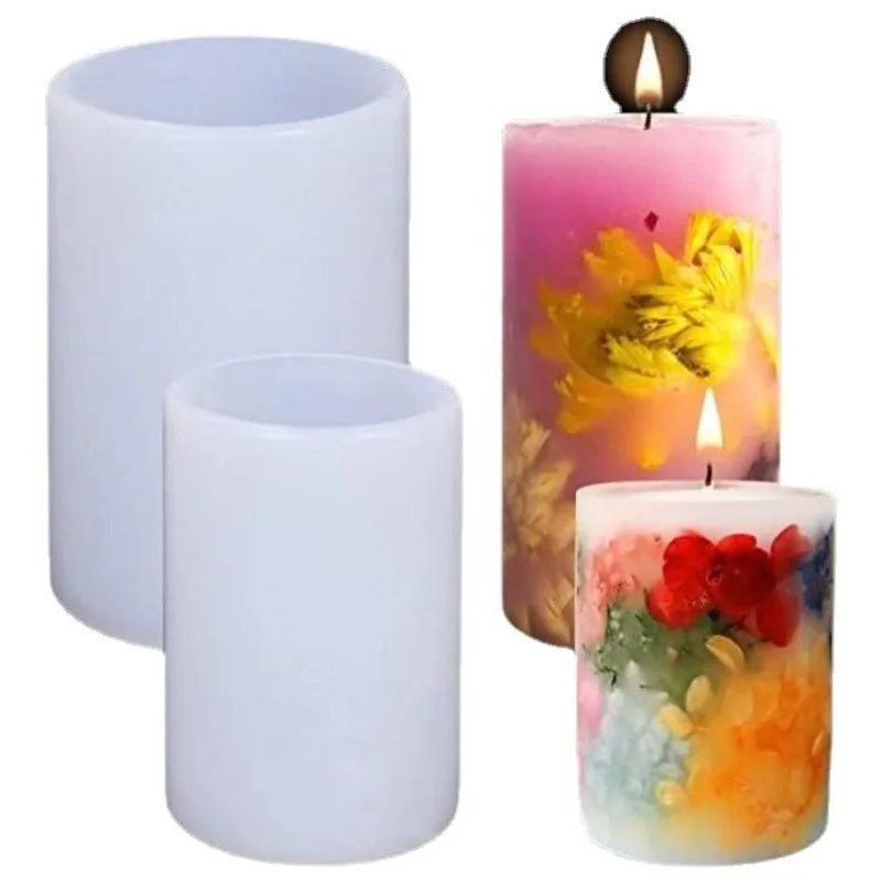 DIY Silicone Molds for Candles, Crystal Epoxy Cylinder Hexagon Resin Mold Dried Flower Decoration Candle Making Crafts