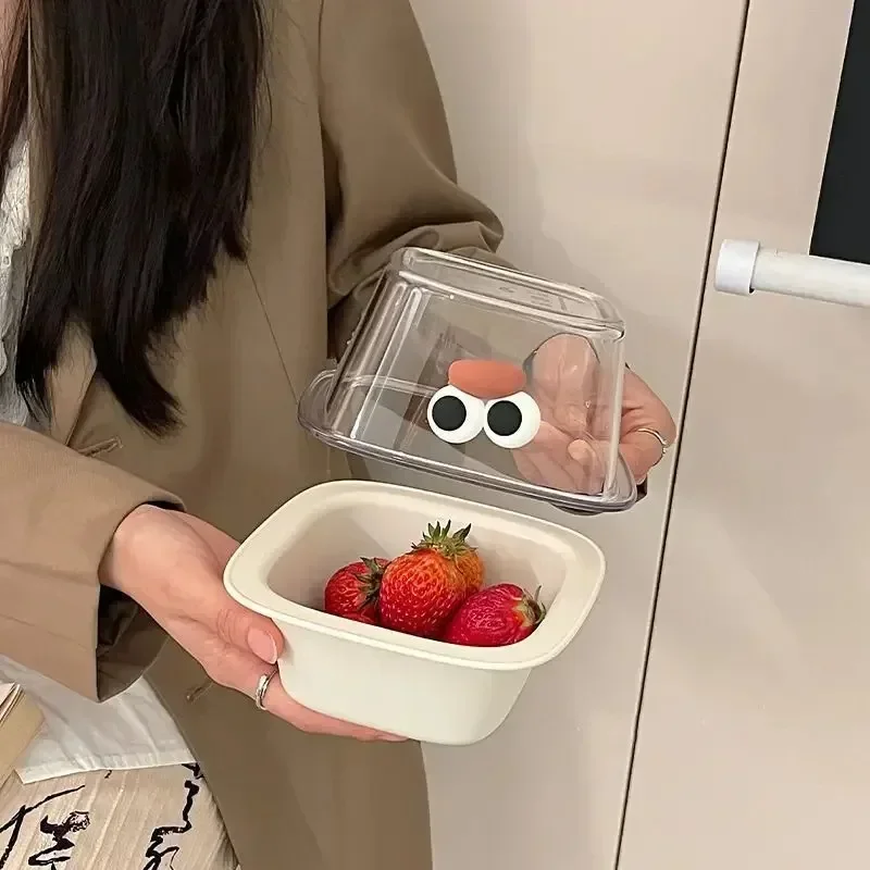 1PC Double Fruit Drain Basket Cute Cartoon High Appearance Level Fruit Tray Household Drain Dish Small Wash Fruit Basket