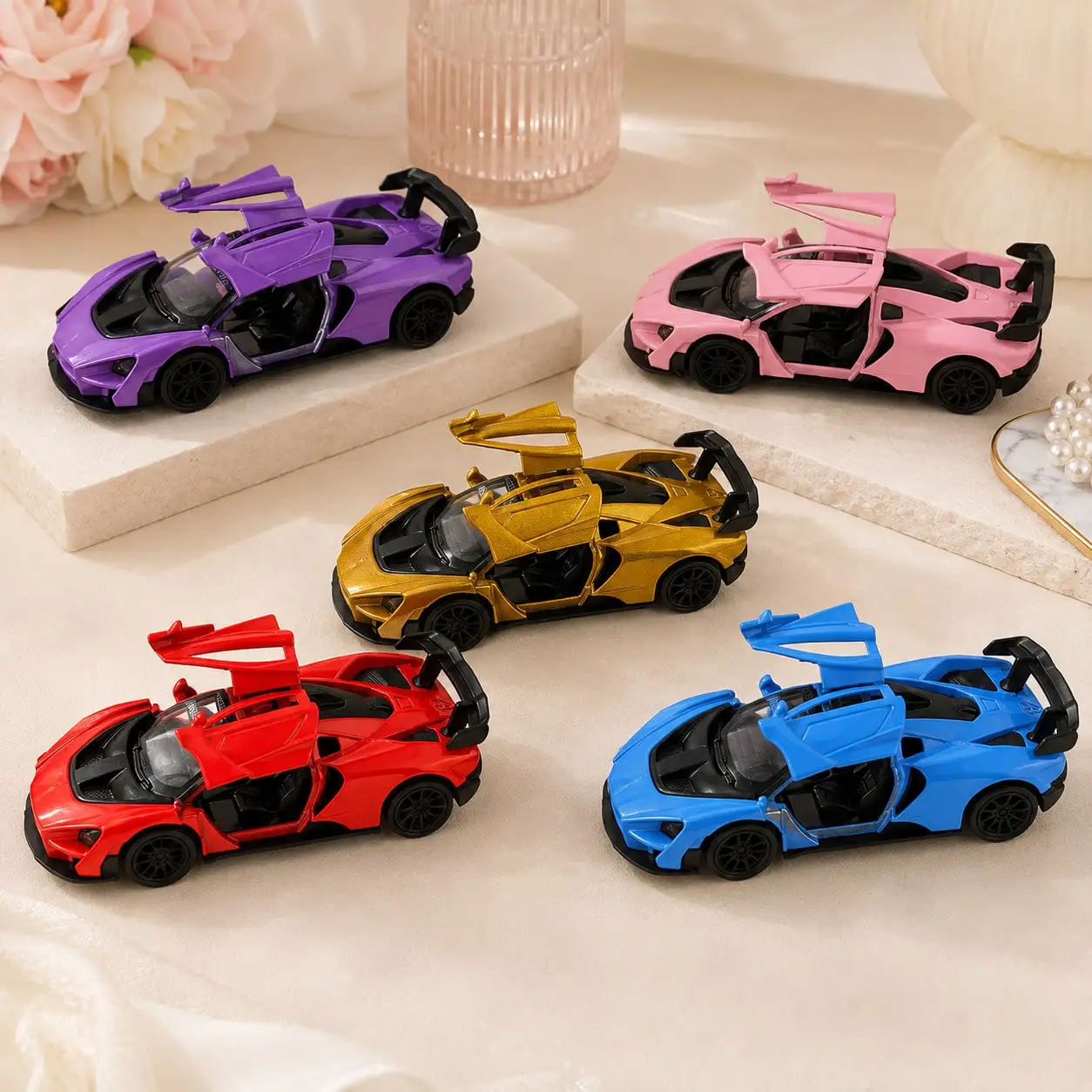1pc (Bagged) Zinc Alloy Toy Car Butterfly Door Racing Supercar Style High-Quality Alloy Casting Spring Function Children's Toy Suitable For Boys Aged 3+ Gift