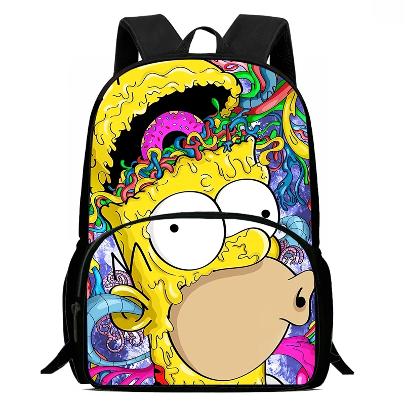 Sac à dos d'école avec poche avant, sacs d'école de dessin animé s-simp-s-son pour garçons et filles, sac à dos Durable pour enfants pour élèves